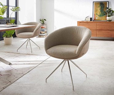 DELIFE Draaistoel Vinka-Flex met armleuning materiaalmix mud kruisframe conisch roestvrij staal 180° draaibaar pocketveer kern