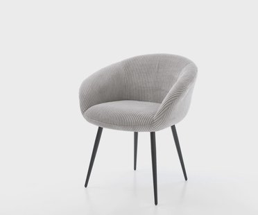 DELIFE Eetkamerstoel Vinka-Flex met armleuning koord zilver grijs 4-poot conisch zwart pocketveer kern