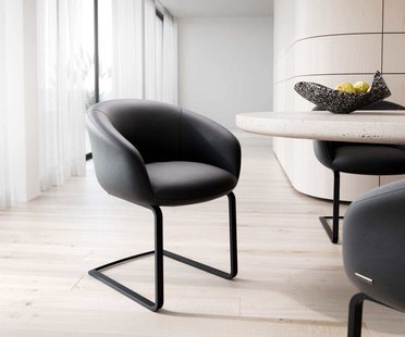 DELIFE Sledemodel Vinka-Flex met armleuning echt leer zwart sledemodel vlak zwart pocketveer kern