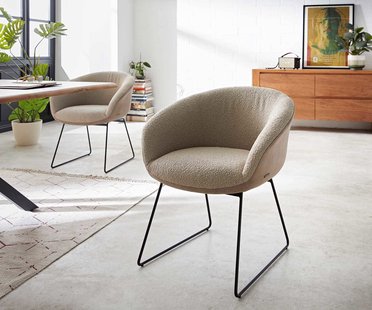 DELIFE Eetkamerstoel Vinka-Flex met armleuning materiaalmix mud slipframe zwart pocketveer kern