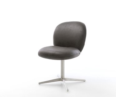 DELIFE Draaistoel Nube-Flex microvelours antraciet vintage kruispoot roestvrij staal 360° draaibaar pocketveer kern