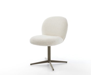 DELIFE Draaistoel Nube-Flex bouclé wit kruispoot afwerking met titanium 360° draaibaar pocketveer kern