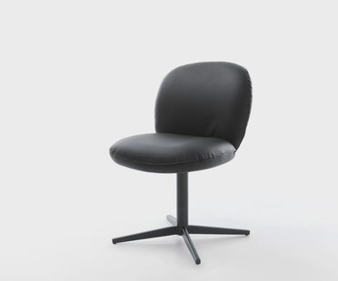 DELIFE Draaistoel Nube-Flex echt leer zwart kruispoot zwart 360° draaibaar pocketveer kern