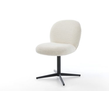 DELIFE Draaistoel Nube-Flex bouclé wit kruispoot zwart 360° draaibaar pocketveer kern