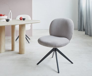 DELIFE Draaistoel Nube-Flex koord zilver grijs kruisframe breed zwart 360° draaibaar pocketveer kern