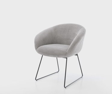 DELIFE Eetkamerstoel Vinka-Flex met armleuning koord zilver grijs slipframe zwart pocketveer kern