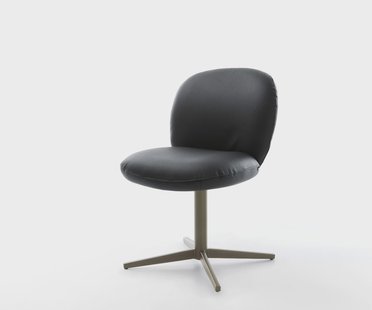 DELIFE Draaistoel Nube-Flex echt leer zwart kruispoot afwerking met titanium 360° draaibaar pocketveer kern