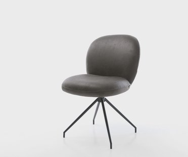 DELIFE Draaistoel Nube-Flex microvelours antraciet vintage kruisframe conisch zwart 180° draaibaar pocketveer kern