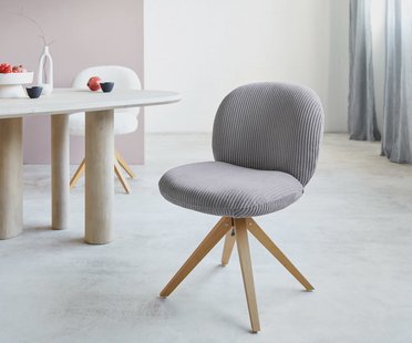 DELIFE Draaistoel Nube-Flex koord zilver grijs houten frame hoekig natuur 180° draaibaar pocketveer kern