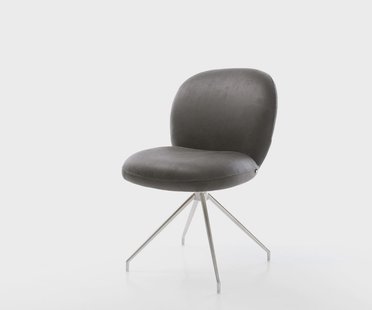 DELIFE Draaistoel Nube-Flex microvelours antraciet vintage kruisframe conisch roestvrij staal 180° draaibaar pocketveer kern