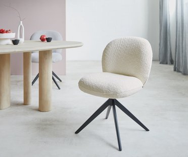 DELIFE Draaistoel Nube-Flex bouclé wit kruisframe breed zwart 360° draaibaar pocketveer kern