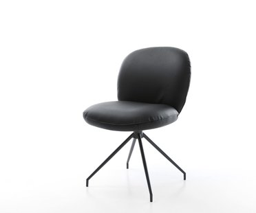 DELIFE Draaistoel Nube-Flex echt leer zwart kruisframe conisch zwart 180° draaibaar pocketveer kern