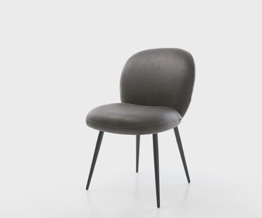 DELIFE Eetkamerstoel Nube-Flex microvelours antraciet vintage 4-poot conisch zwart pocketveer kern