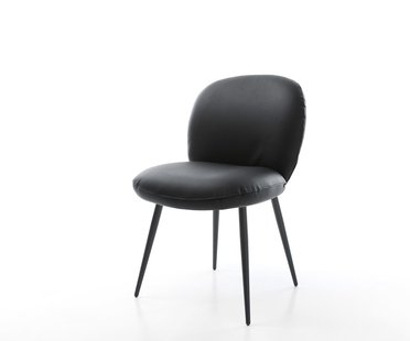 DELIFE Eetkamerstoel Nube-Flex echt leer zwart 4-poot conisch zwart pocketveer kern