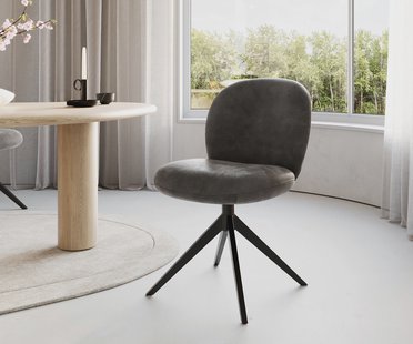 DELIFE Draaistoel Nube-Flex microvelours antraciet vintage kruisframe breed zwart 360° draaibaar pocketveer kern