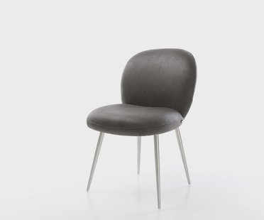 DELIFE Eetkamerstoel Nube-Flex microvelours antraciet vintage 4-poot conisch roestvrij staal pocketveer kern