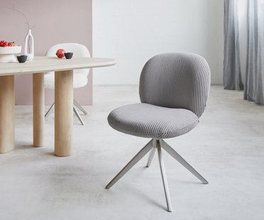 DELIFE Draaistoel Nube-Flex koord zilver grijs kruisframe breed roestvrij staal 360° draaibaar pocketveer kern