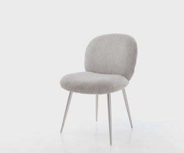 DELIFE Eetkamerstoel Nube-Flex koord zilver grijs 4-poot conisch roestvrij staal pocketveer kern