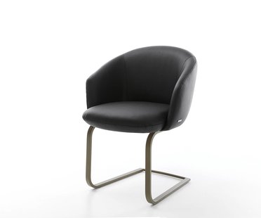 DELIFE Sledemodel Caja-Flex met armleuning echt leer zwart sledemodel vlak afwerking met titanium pocketveer kern