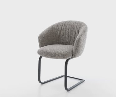 DELIFE Sledemodel Caja-Flex met armleuning bouclé zilver grijs sledemodel vlak zwart pocketveer kern