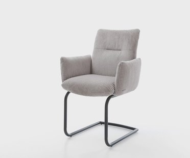 DELIFE Sledemodel Jova-Flex met armleuning koord zilver grijs sledemodel rond zwart pocketveer kern