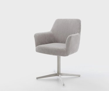 DELIFE Draaistoel Xana-Flex met armleuning koord zilver grijs kruispoot roestvrij staal 360° draaibaar pocketveer kern