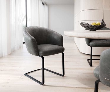 DELIFE Sledemodel Caja-Flex met armleuning microvelours antraciet vintage sledemodel vlak zwart pocketveer kern