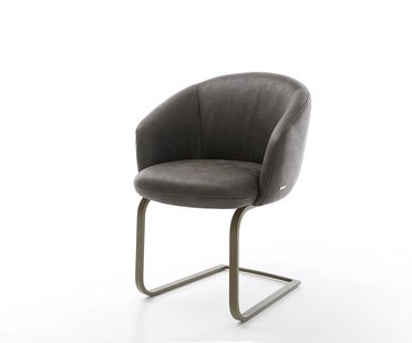 DELIFE Sledemodel Caja-Flex met armleuning microvelours antraciet vintage sledemodel vlak afwerking met titanium pocketveer kern