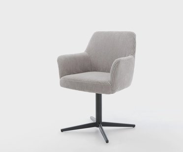 DELIFE Draaistoel Xana-Flex met armleuning koord zilver grijs kruispoot zwart 360° draaibaar pocketveer kern