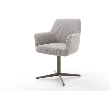 DELIFE Draaistoel Xana-Flex met armleuning koord zilver grijs kruispoot afwerking met titanium 360° draaibaar pocketveer kern