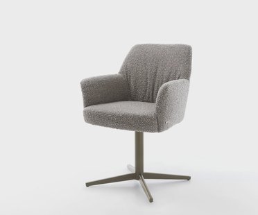 DELIFE Draaistoel Xana-Flex met armleuning bouclé zilver grijs kruispoot afwerking met titanium 360° draaibaar pocketveer kern