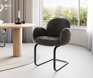 DELIFE Sledemodel Nube-Flex met armleuning microvelours antraciet vintage sledemodel vlak zwart pocketveer kern