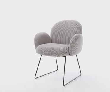 DELIFE Eetkamerstoel Nube-Flex met armleuning koord zilver grijs slipframe zwart pocketveer kern