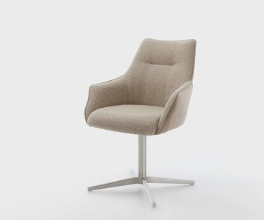 DELIFE Draaistoel Alja-Flex met armleuning materiaalmix mud kruispoot roestvrij staal 360° draaibaar pocketveer kern