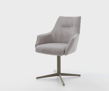 DELIFE Draaistoel Alja-Flex met armleuning koord zilver grijs kruispoot afwerking met titanium 360° draaibaar pocketveer kern