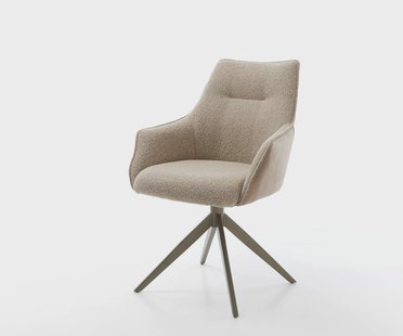 DELIFE Draaistoel Alja-Flex met armleuning materiaalmix mud kruisframe breed afwerking met titanium 360° draaibaar pocketveer kern