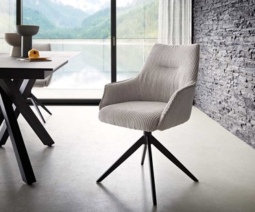 DELIFE Draaistoel Alja-Flex met armleuning koord zilver grijs kruisframe breed zwart 360° draaibaar pocketveer kern