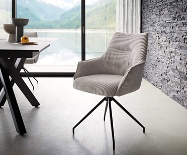 DELIFE Draaistoel Alja-Flex met armleuning koord zilver grijs kruisframe conisch zwart 180° draaibaar pocketveer kern