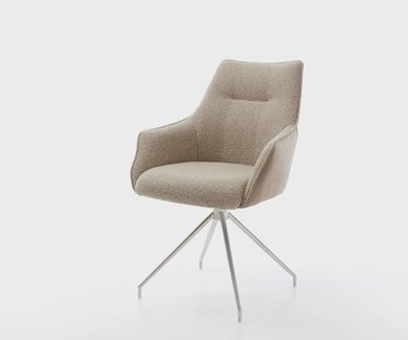 DELIFE Draaistoel Alja-Flex met armleuning materiaalmix mud kruisframe conisch roestvrij staal 180° draaibaar pocketveer kern