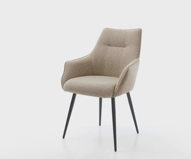 DELIFE Eetkamerstoel Alja-Flex met armleuning materiaalmix mud 4-poot conisch zwart pocketveer kern