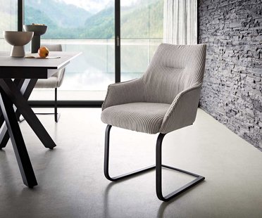 DELIFE Sledemodel Alja-Flex met armleuning koord zilver grijs sledemodel vlak zwart pocketveer kern