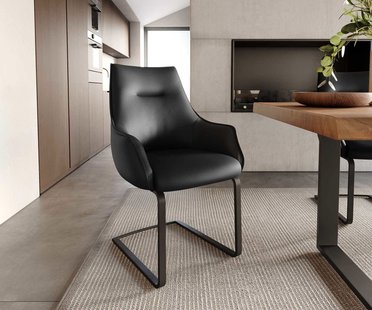 DELIFE Sledemodel Alja-Flex met armleuning echt leer zwart sledemodel vlak zwart pocketveer kern