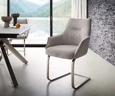 DELIFE Sledemodel Alja-Flex met armleuning koord zilver grijs sledemodel vlak roestvrij staal pocketveer kern