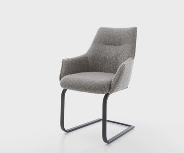 DELIFE Sledemodel Alja-Flex met armleuning bouclé zilver grijs sledemodel vlak zwart pocketveer kern