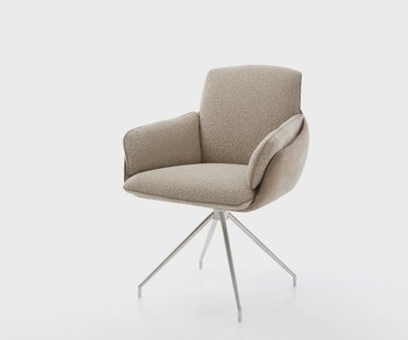 DELIFE Draaistoel Luan-Flex met armleuning materiaalmix mud kruisframe conisch roestvrij staal 180° draaibaar