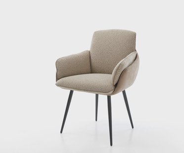 DELIFE Eetkamerstoel Luan-Flex met armleuning materiaalmix mud 4-poot conisch zwart