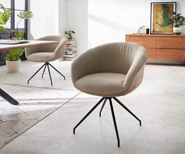 DELIFE Draaistoel Vinka-Flex met armleuning materiaalmix mud kruisframe conisch zwart 180° draaibaar pocketveer kern