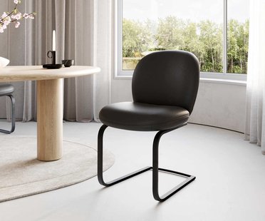 DELIFE Sledemodel Nube-Flex echt leer zwart sledemodel vlak zwart pocketveer kern