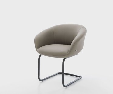 DELIFE Sledemodel Vinka-Flex met armleuning echt leer mud sledemodel rond zwart pocketveer kern