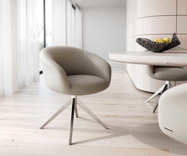 DELIFE Draaistoel Vinka-Flex met armleuning echt leer mud kruisframe breed roestvrij staal 360° draaibaar pocketveer kern